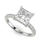 Nicollette Princess Cut Pave Hidden Halo 4 Prong Claw Set Engagement Ring Setting - Nivetta